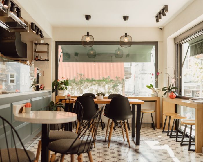 bright and sunny cafe