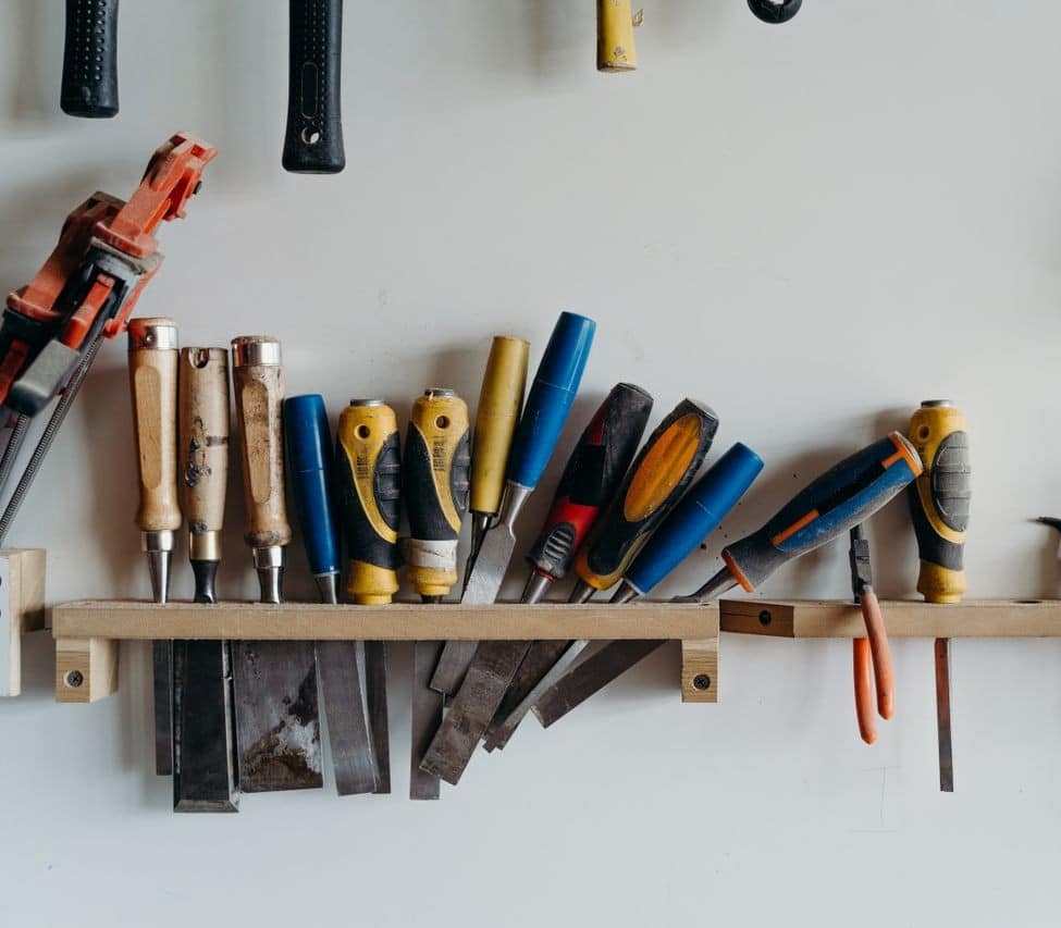 SEO Implementation 2 tools on a wall